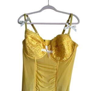Cacique Corset Bra NEW Yellow sz 22/24 Bows Corset Coquette babydoll milkmaid